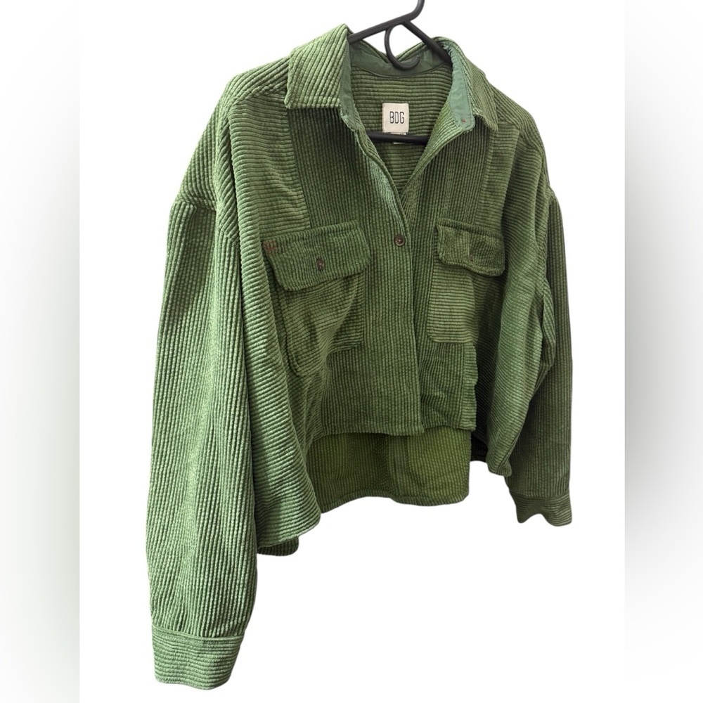 Urban Outfitters BDG Olive Green Oversized Ribbed Corduroy Cropped Jacket Sz XS - Picture 4 of 7